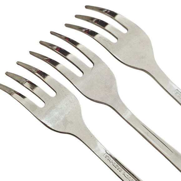 3 Barclay Geneve Oyster Bay Cocktail Seafood Fork 5.5" stainless steel MCM minim - Picture 4 of 10